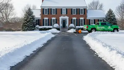 Cleared driveway after professional snow removal by Chop Chop Landscaping in Allentown, PA