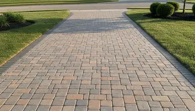 Completed interlocking paver driveway installation by Chop Chop Landscaping in Allentown, PA