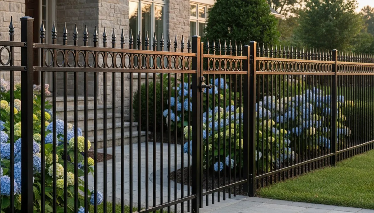 Black ornamental metal fence installation by Chop Chop Landscaping in Allentown, PA for durable curb appeal