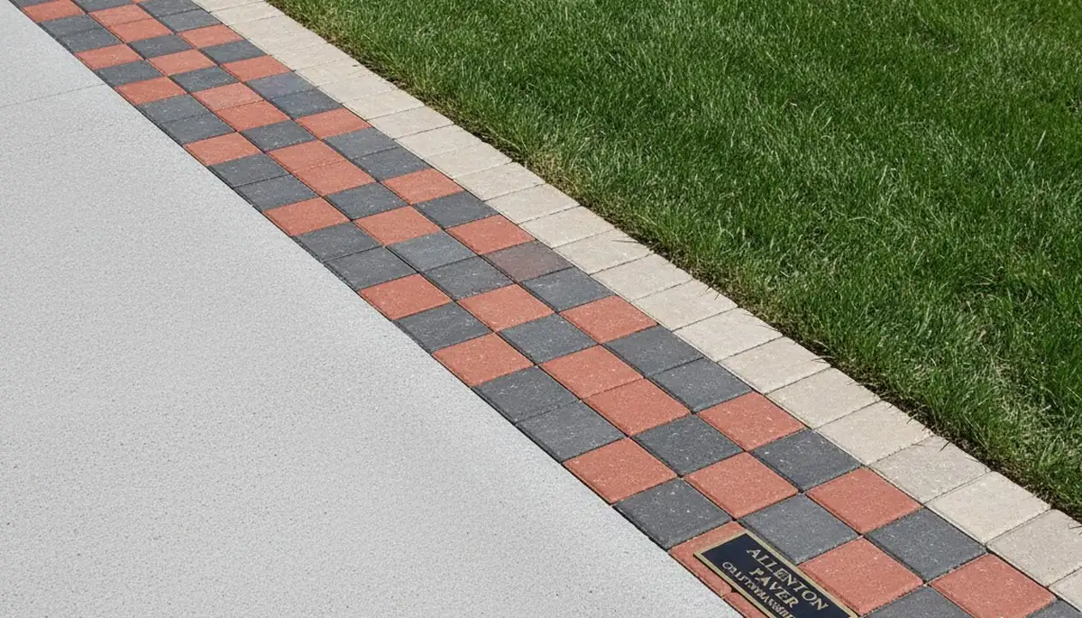 Decorative paver border and edging by Chop Chop Landscaping in Allentown, PA showcasing precise craftsmanship