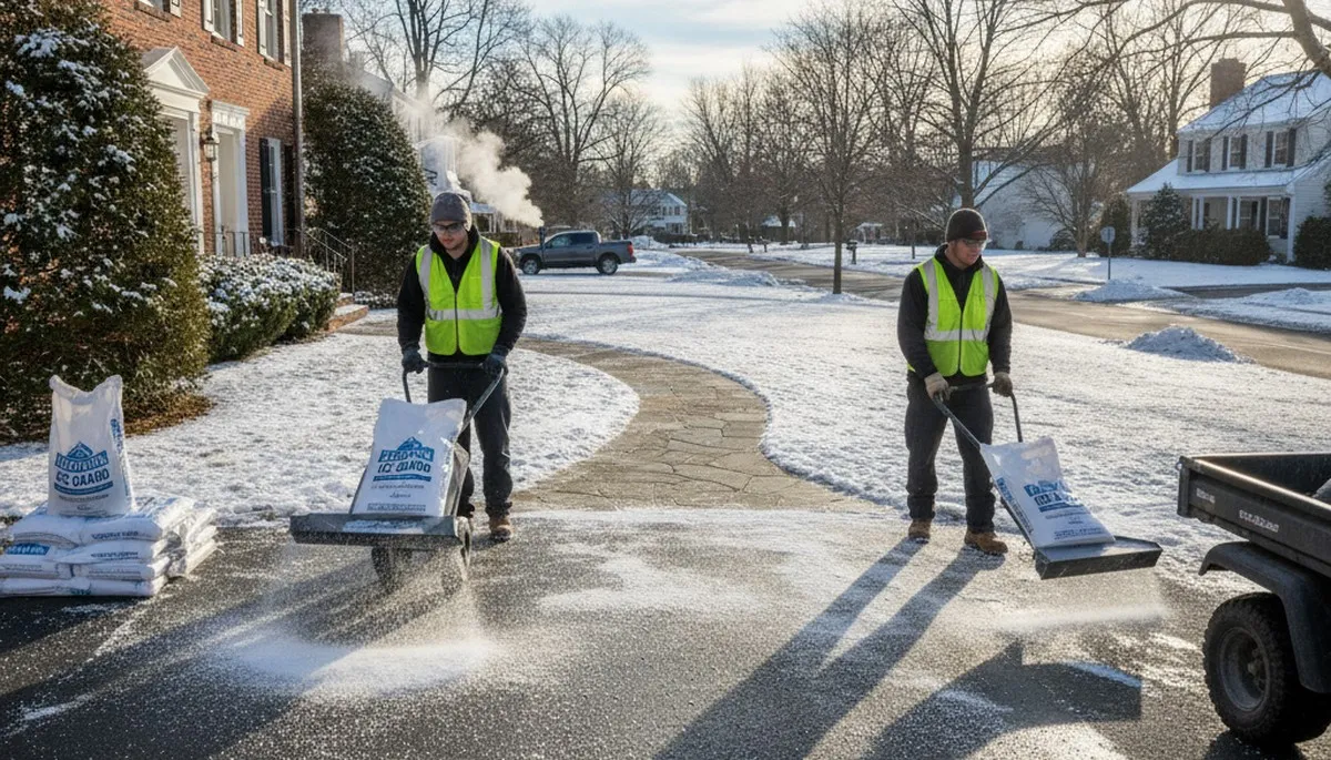 Professional de-icing and salt application for snow removal in Allentown, PA walkways and driveways