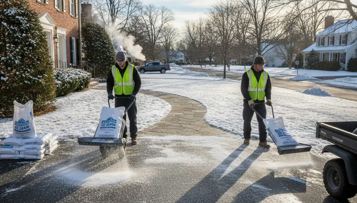 Professional de-icing and salt application for snow removal in Allentown, PA walkways and driveways