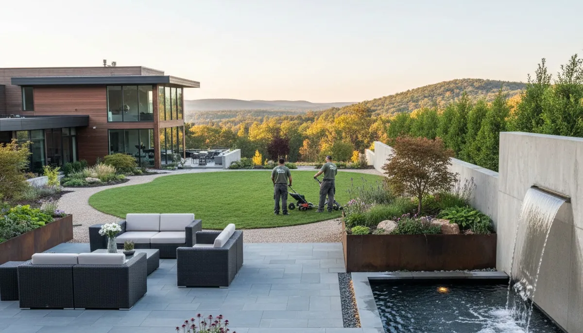 Allentown, PA landscaping crew providing professional lawn care and property maintenance services