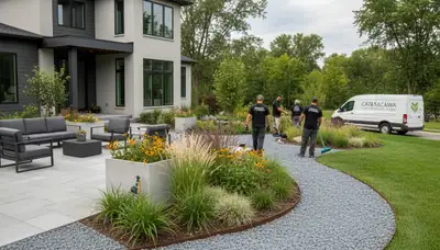Landscaping crew providing lawn care services in Allentown, PA