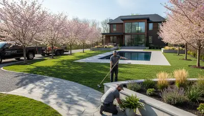 Professional landscaping team providing lawn care services in Allentown, PA