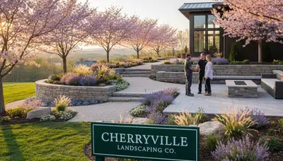 Landscaping crew providing lawn care service in Allentown, PA