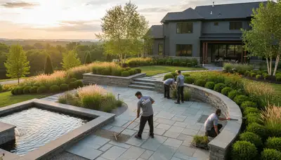 Landscaping crew providing lawn care services in Allentown, PA