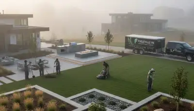 Landscaping crew providing lawn care services in Allentown, PA