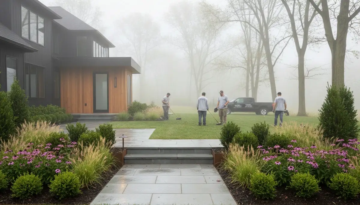 Landscaping crew providing lawn care services in Allentown, PA