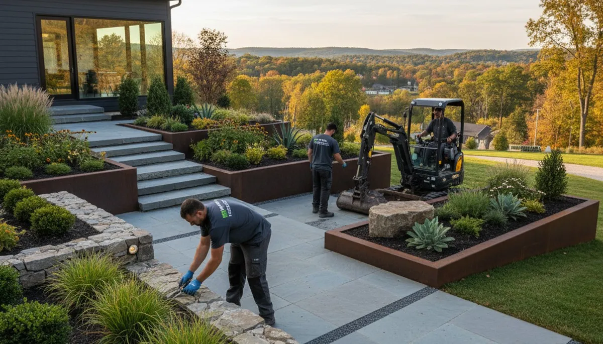 Landscaping team serving Allentown, PA with professional lawn care and yard maintenance services