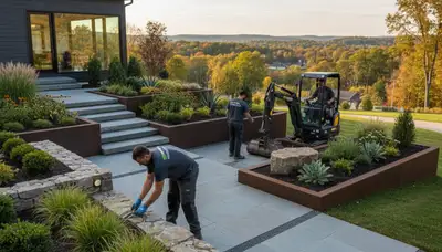Landscaping team serving Allentown, PA with professional lawn care and yard maintenance services