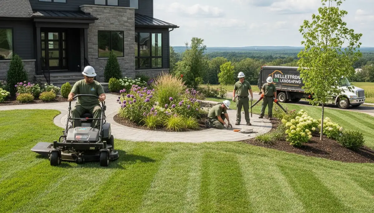 Allentown, PA landscaping crew providing professional lawn care and yard maintenance services