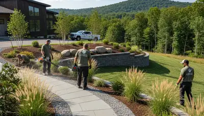 Landscaping team providing lawn care services in Allentown, PA