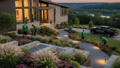 Landscaping crew providing lawn care services in Allentown, PA