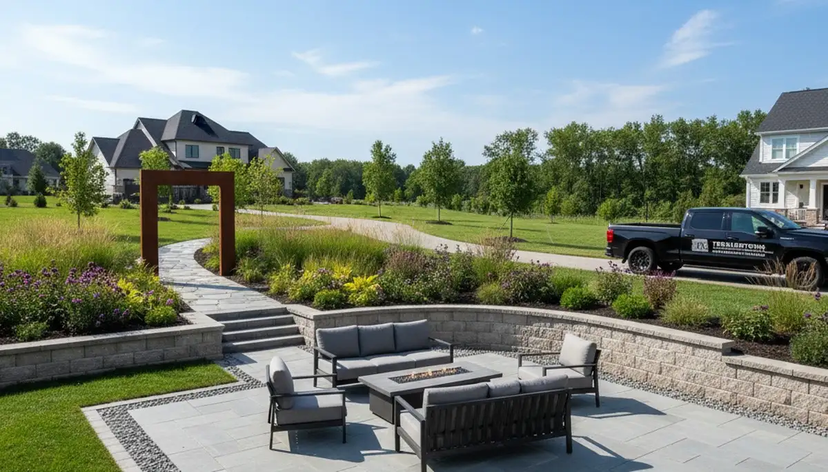 Professional landscaping team servicing lawns in Allentown, PA for residential and commercial properties