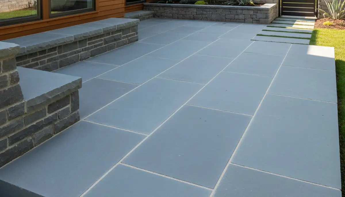 Modern large stone paver patio installation by Chop Chop Landscaping in Allentown, Pennsylvania