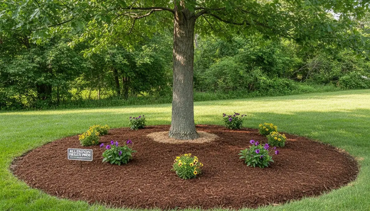 Professional tree ring mulching around trunk by Chop Chop Landscaping in Allentown, PA