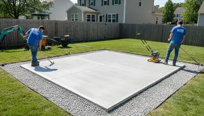Professional shed base preparation and gravel foundation work in Allentown, PA landscaping project